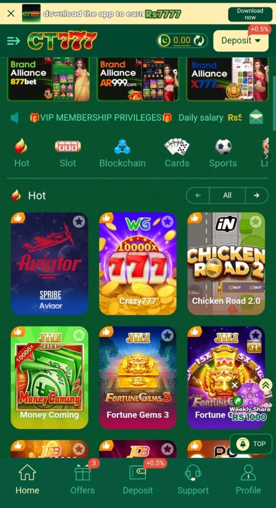 CT777 APK download interface preview