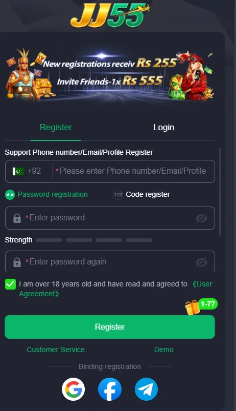 JJ55 APK registration and login guide
