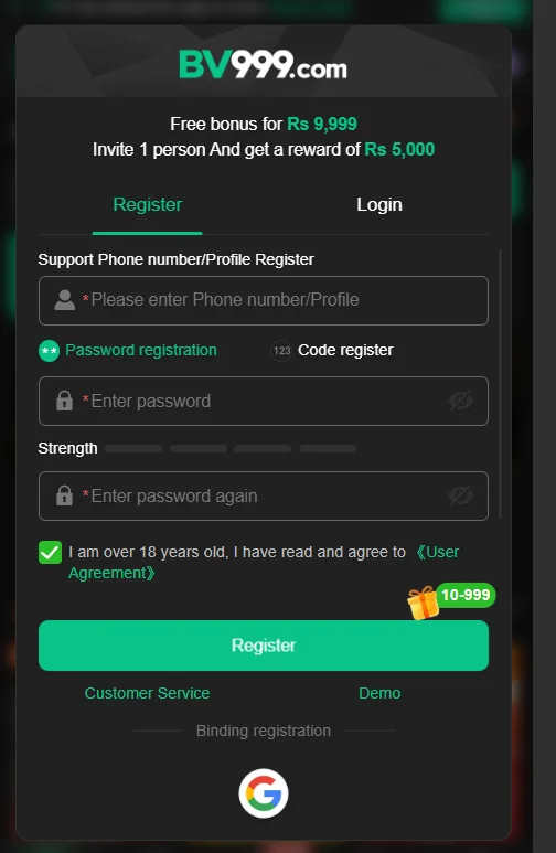 BV999 APK registration process for Android users in 2026