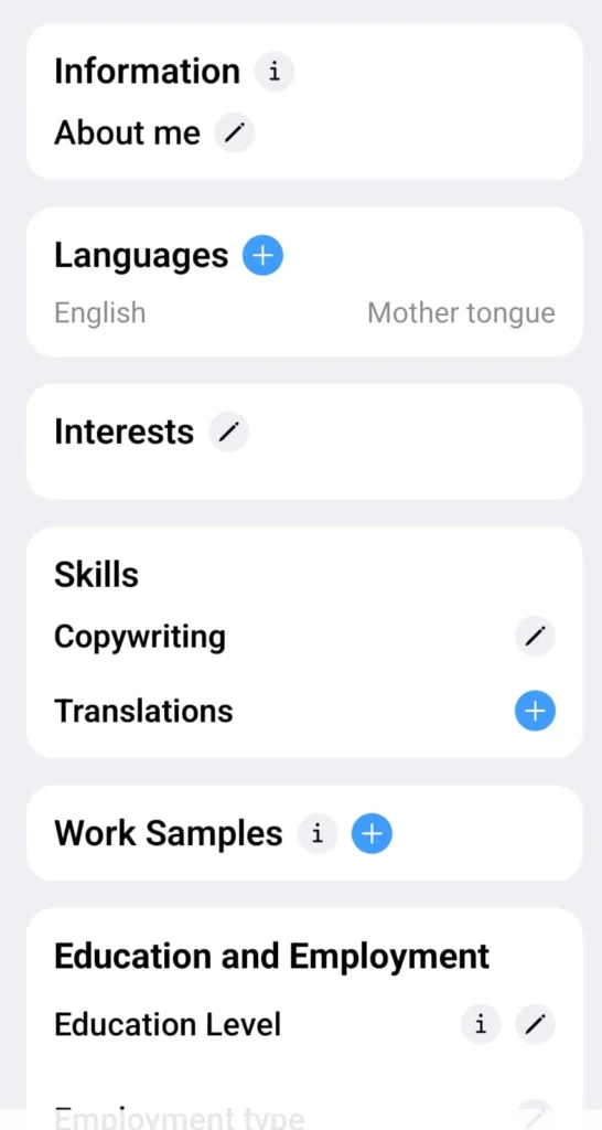 Clickworker Jobs profile information update settings for users