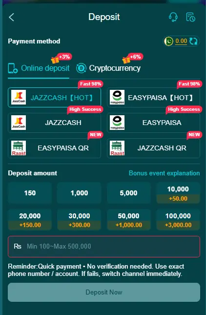 HH98 Game APK deposit options for Android users