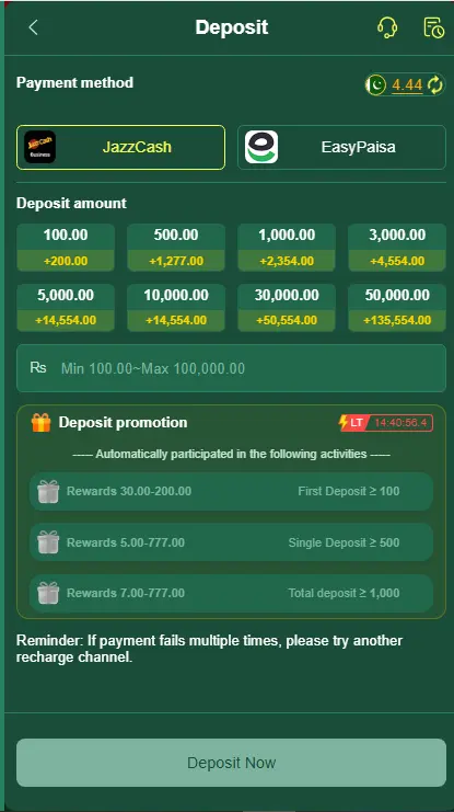 UK777 Game APK deposit page showing secure payment options