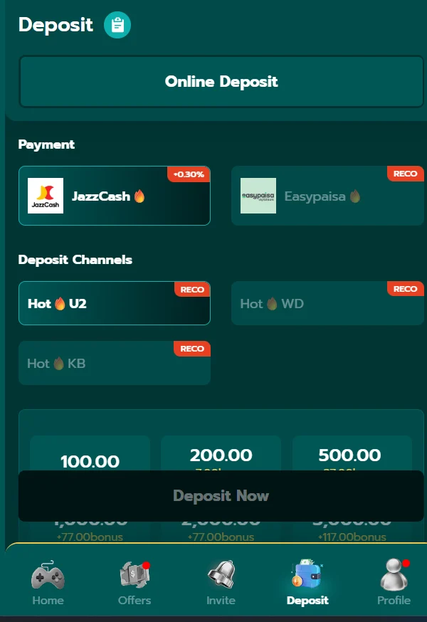 1PPP APK deposit screen showing how to add funds and start playing in the latest 2026 version