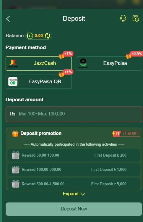 777XP Game APK deposit interface