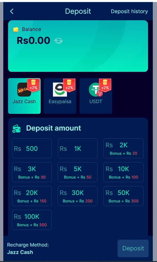 92Pak Game APK deposit methods and payment options 2026