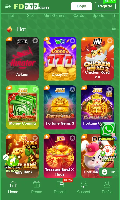 Games available in FD777 Game app