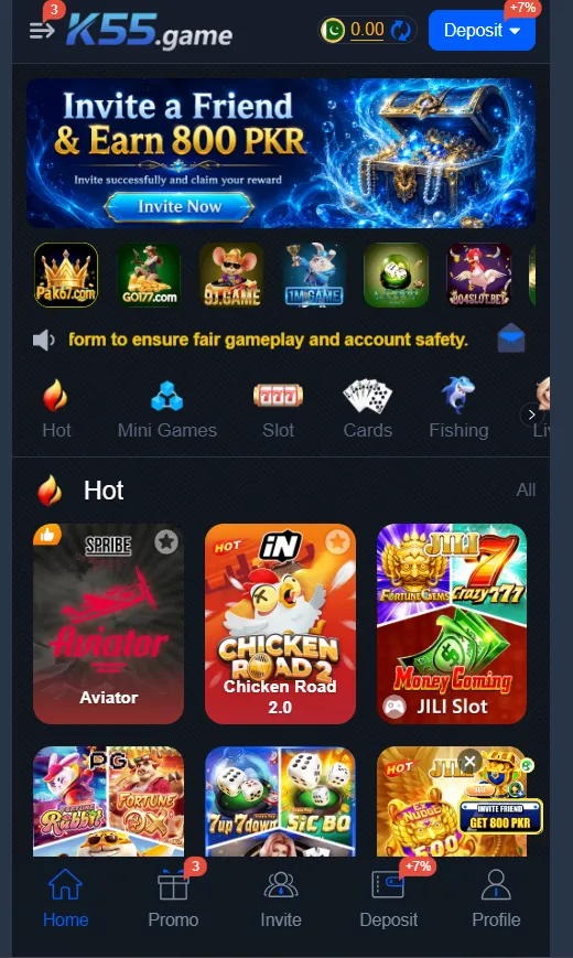 K55 Game app games interface