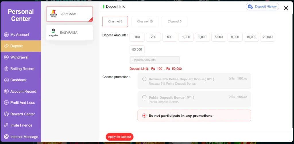 PK CASINO Game APK deposit options