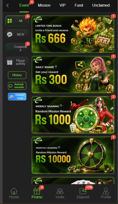 Pak14 APK rewards, bonuses and earning game promo