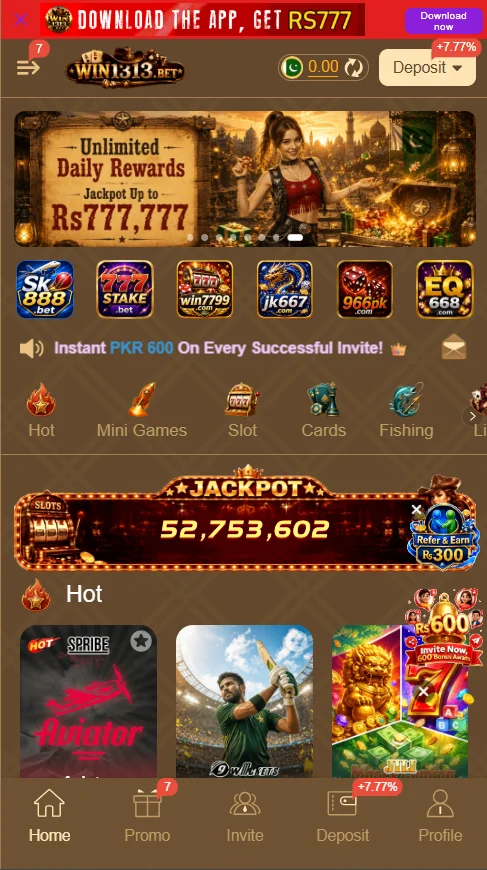 Win1313 Game APK games and earning options inside the app
