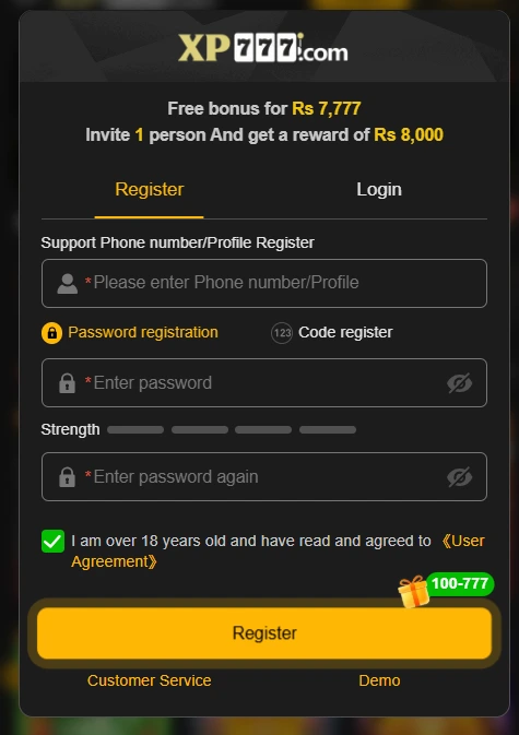 XP777 Register and Login