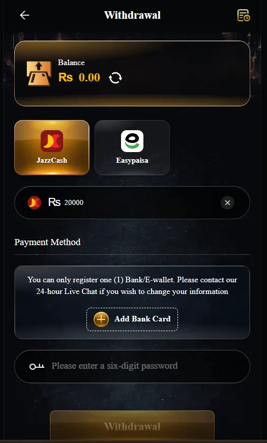 222RS Game withdrawal options and payment methods