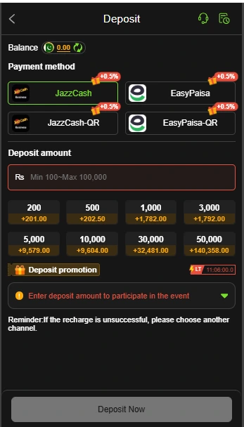 XD777 APK deposit screen showing payment options
